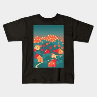 Village landscape in warm colors Kids T-Shirt